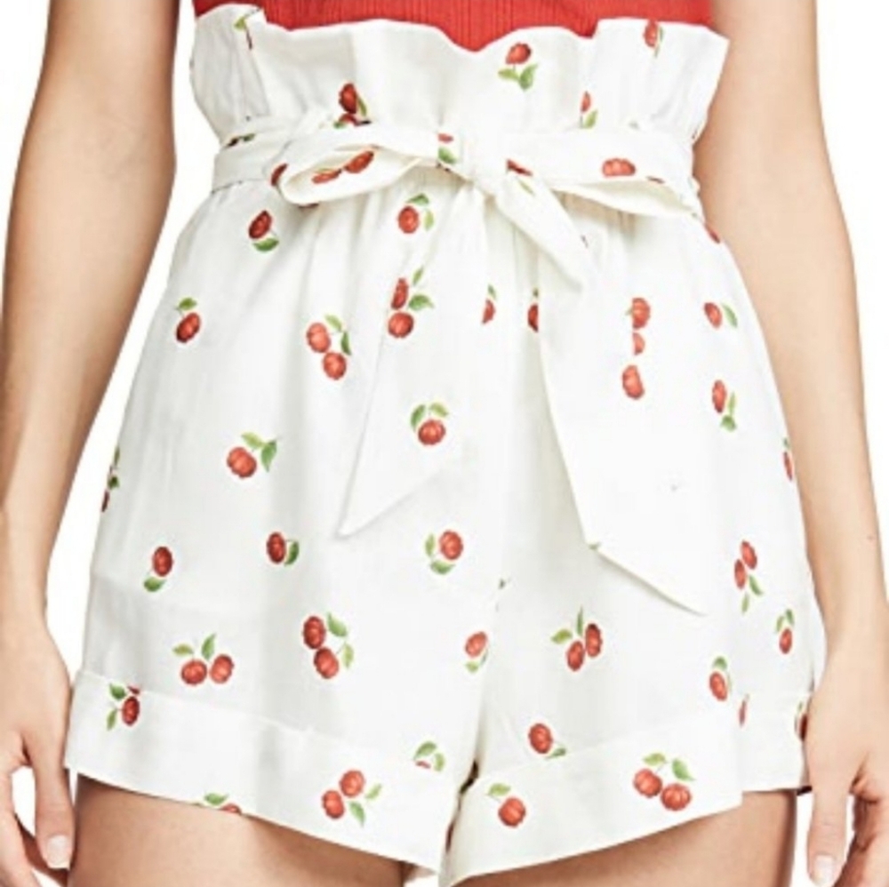 💜 Farm Rio | NWT Anthropologie Pitanga Linen Blend Cherry Shorts